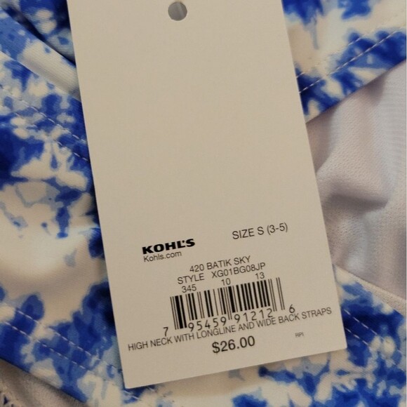 SO High Neck Bikini Top Blue and White Size Small - Picture 5 of 10